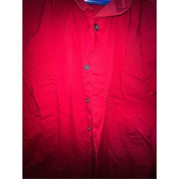 Express 1MX Mens Red Extra Slim Fit Long Sleeve Button Up Dress Shirt Size Large - Picture 2 of 7